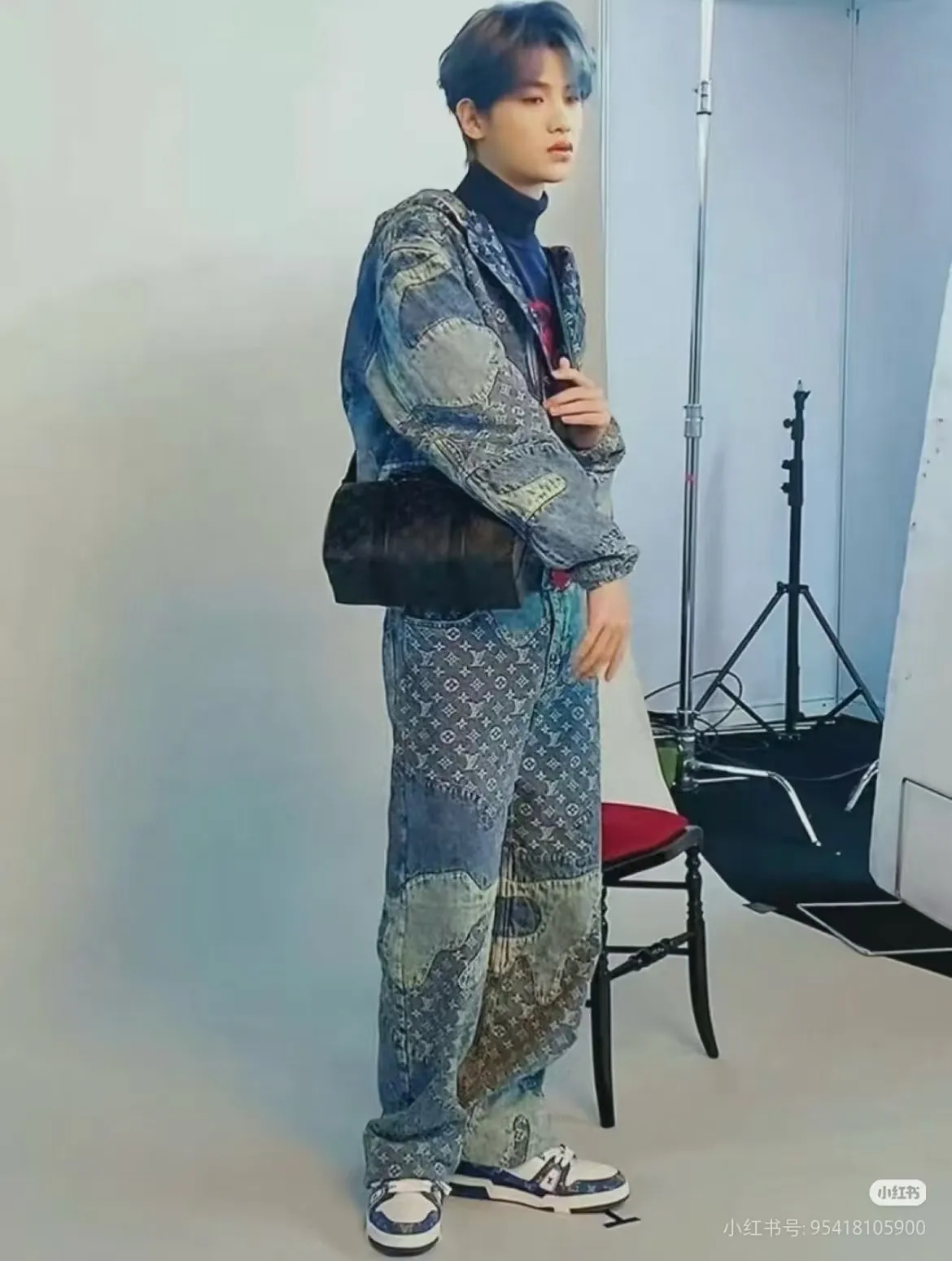 Louis Vuitton/Louis Vuitton love leather brand old flower jacquard jeans